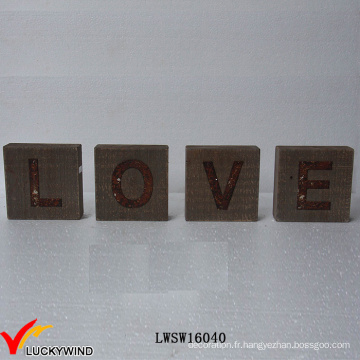 &quot;Love&quot; Recycler le bois en gros Rustic Vintage Sign Freestand Letters